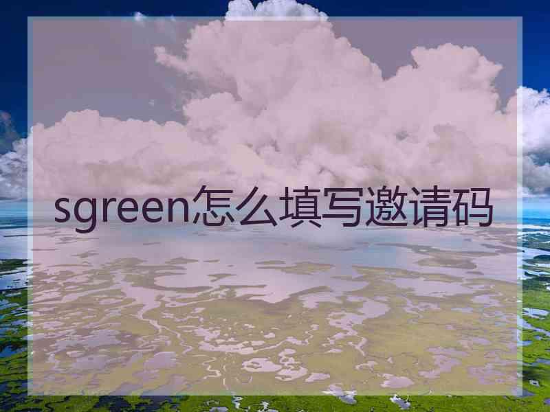 sgreen怎么填写邀请码