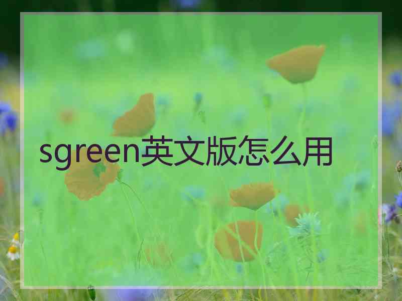 sgreen英文版怎么用